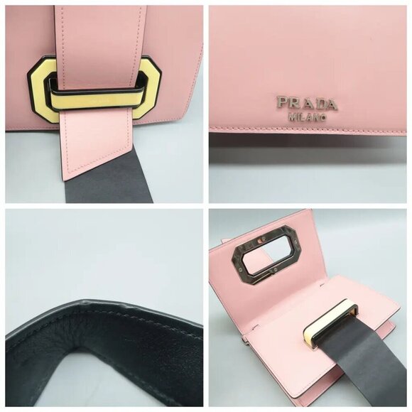100% Authentic PRADA Ribbon Pink Leather Shoulder Bag 722-092624 - Picture 7 of 12